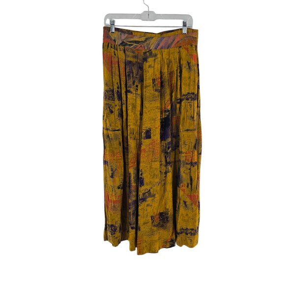 Marsha Brander Componix Size 14 Floral Culottes Split Skirt‎ Gaucho Pants Yellow - Picture 1 of 8
